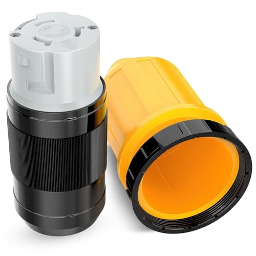 Qusedwey 50AMP Wohnmobil-Stromkabel Twist-Lock-Stecker 50A Stromanschluss-Set Schwarz & Gold 125/250V Weiblicher Verriegelunghafen für Den Am Ufer von Qusedwey