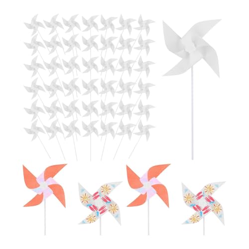 Qussedser 50 Stück DIY-Windräder Aus Papier für Kinder, Weiße, Blanke Windräder Aus Papier, Blanke Windmühlen Aus Kunststoff, Kleine Windräder für Den Sommer Von Kindern Qussedser 50 Stück DIY-Windräder Aus Papier für Kinder, Weiße, Blanke Windräder Aus Papier, Blanke Windmühlen Aus Kunststoff, Kleine Windräder für Den Sommer Von Kindern von Qussedser