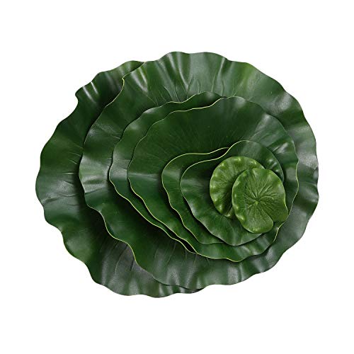 Qussedser 8 StüCke KüNstliche Simulation Lotus BläTter Schwimm Schaum Lotus BläTter Seerose Pads Ornamente Fisch Teich Pool Aquarium Garten Dekoration von Qussedser