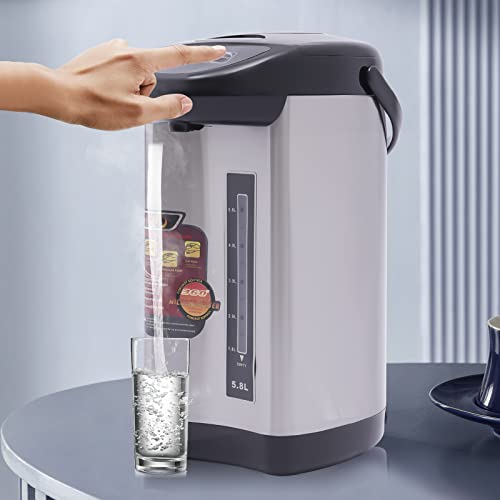 Edelstahl Heißwasserspender, 4 L Elektrischer Thermopot Doppelwandig Warmhaltefunktion Wasserkocher Thermoskanne für Zuhause, Schule, Büro (Schwarz) von Qussse