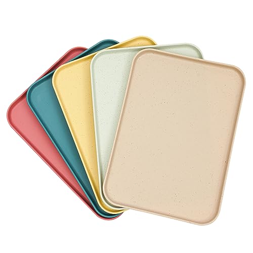 Qussse 20 Stück Serviertablett, 10 Farben Frühstückstablett Kunststoff Rechteckige Tablett Wiederverwendbar rutschfest Servierplatte für Kantinen Restaurant und Küchen, 31 x 22cm von Qussse