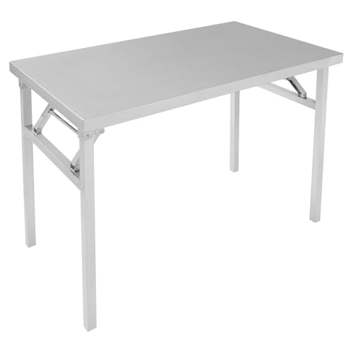 Qussse Edelstahl Arbeitstisch, 100 x 60cm Küchentisch aus Edelstahl, Faltbare Gastronomie Tisch für Hacken Kochen Holzarbeiten von Qussse