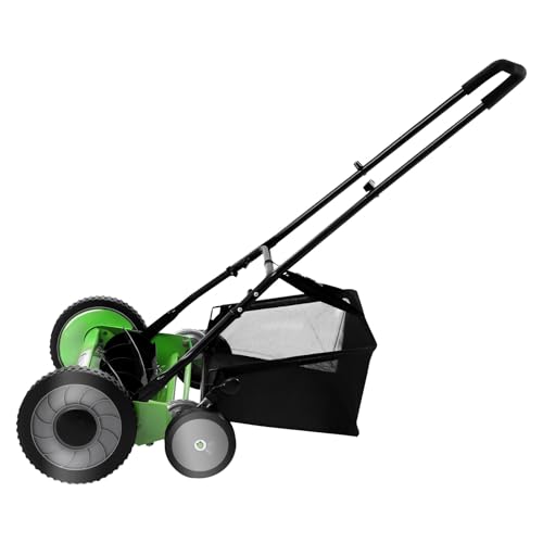 Qussse Handrasenmäher, Spindelmäher Hand Push mit Fangkorb, Schnittbreite 50cm Einstellbare Mähhöhe 3.4-6.4cm, für Rasenmähen in Villen Parks Gärten von Qussse