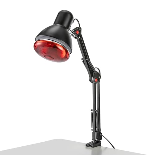 Qussse Infrarotlampe Wärmelampe, 150W Infrarotlicht Heimgebrauch 360° Einstellbarer mit Klemme für Jugendliche Erwachsene Senioren von Qussse