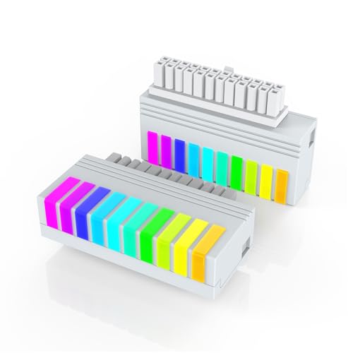 Regenbogen ARGB ATX 24 Pin 90 Grad Stromversorgungsadapter RGB Stromadapter für PC Motherboard Buchse zu Stecker Stromanschluss PC-Netzteile weiß von Qustikuri