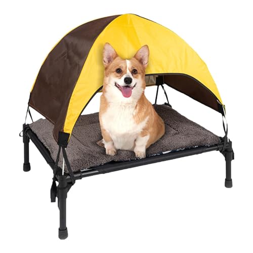 Hundeliege Mit Dach, Outdoor Liege Für Hunde, Erhöhtes Haustierbett Mit Abnehmbarem Verdeck, Klappbar Sonnenschutz Hundeliege, Erhöhtes Hundebett, Haustierbett Für Indoor & Outdoor Hundeliege Mit Dach, Outdoor Liege Für Hunde, Erhöhtes Haustierbett Mit Abnehmbarem Verdeck, Klappbar Sonnenschutz Hundeliege, Erhöhtes Hundebett, Haustierbett Für Indoor & Outdoor von Qutalmi