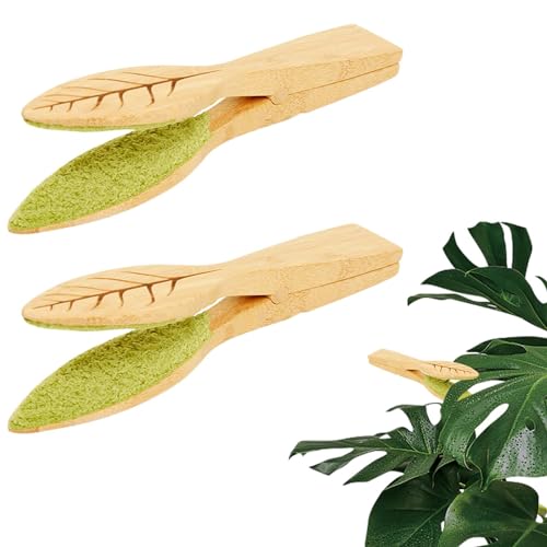 Leaf Cleaning Tongs, 1/2 Stück Laub-Reinigungsbürste Mit Holzgriff Und Fussel, blatt reinigungszange, Plant Lint Leaf Cleaner Tongs, Pflanzen Blatt Entstaubung Werkzeug, Für Pflanzen Im Innen von Qutalmi