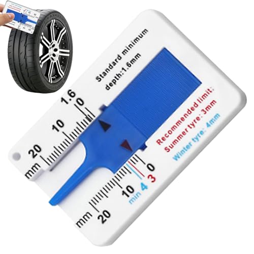 Profiltiefenmesser Für Reifen, 0-20 mm Kunststoff Tiefenmesser, Reifen Messbereich, Profiltiefenmesser für Reifen, Genaue Messwerkzeuge Für Autos, Motorräder, Transporter von Qutalmi
