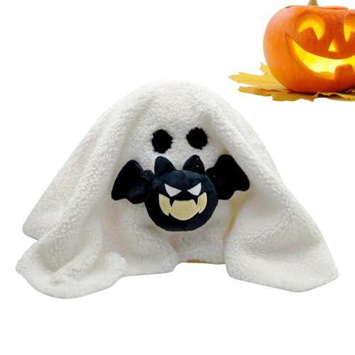 Qutalmi Geister Kissen, Gus The Ghost Kissen, 27 cm Plüschkissen Geisterpuppe, Süß Geformtes Dekokissen, Plüschtiere Halloween Geister Sofakissen Für Bett Sofa Dekorationen von Qutalmi