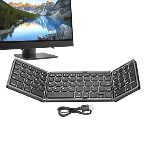 Qutalmi Klappbare tragbare Tastatur, kabellose Klapptastatur - Dreifach Faltbare kabellose tragbare Tastatur - Mehrsprachige, geräteübergreifende kleine Tastatur für Tablet und Smartphone von Qutalmi