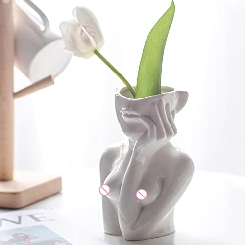 Qutalmi Qualmi Weibliche Körpervase Deko, Keramik Vase Frauenkörper Blumentopf Klein Skulptur, Busens Körperförmige Vasen in Weiblicher Form Pflanzer Minimalistische Boho Deko, Vase Frauenkörper von Qutalmi