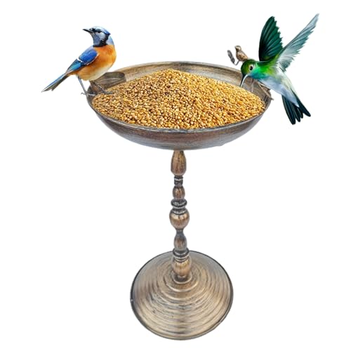 Qutalmi Stehendes Vogelbad | Metall-Vogelbad Mit Integriertem Futterplatz,Antikoptik Tier-Wasserschale Aus Eisen Für Kolibris, Und Sittiche Qutalmi Stehendes Vogelbad | Metall-Vogelbad Mit Integriertem Futterplatz,Antikoptik Tier-Wasserschale Aus Eisen Für Kolibris, Und Sittiche von Qutalmi