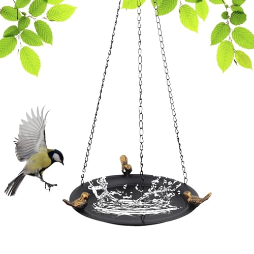 Qutalmi Vogelbad,Outdoor Vogelfutterstelle mit Badebereich | Wasserschale Und Futterspender Aus Wetterfestem Metall Als Gartendeko Für Terrasse Balkon Und Rasen von Qutalmi