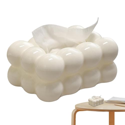 Zuckerwatte Tissue Box, Haushalts Wohnzimmer Papier Aufbewahrungsbox, Taschentuchbox Bubble, Gesichtspapier Organizer Spender, Modern Kosmetiktücher Box, Tischdekoration Weiß von Qutalmi