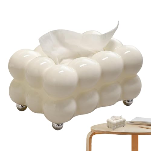 Zuckerwatte Tissue Box, Haushalts Wohnzimmer Papier Aufbewahrungsbox, Taschentuchbox Bubble, Gesichtspapier Organizer Spender, Modern Kosmetiktücher Box, Tischdekoration Weiß von Qutalmi