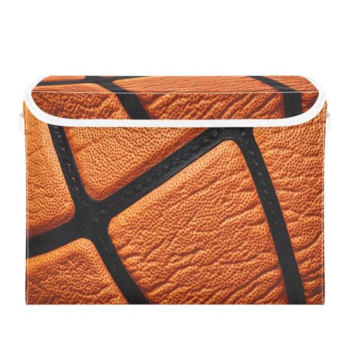 Quteprint Faltbarer Aufbewahrungskorb mit Deckel – Ball-Basketball-Textur, groß, zusammenklappbare Aufbewahrungsbox für Zuhause, Büro und Bücher, Kleidung, Spielzeug, 41,9 x 32 x 30 cm Quteprint Faltbarer Aufbewahrungskorb mit Deckel – Ball-Basketball-Textur, groß, zusammenklappbare Aufbewahrungsbox für Zuhause, Büro und Bücher, Kleidung, Spielzeug, 41,9 x 32 x 30 cm von Quteprint