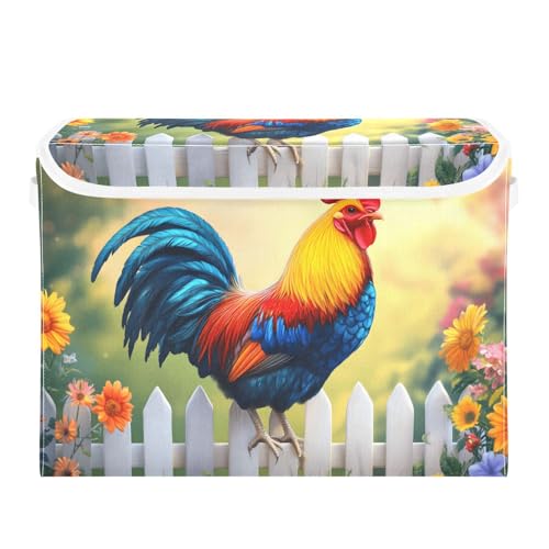 Quteprint Faltbarer Aufbewahrungskorb mit Deckel – Blumen, Gänseblümchen, Hahn, große faltbare Aufbewahrungsbox für Zuhause, Büro und Bücher, Kleidung, Spielzeug, 41,9 x 32 x 30 cm Quteprint Faltbarer Aufbewahrungskorb mit Deckel – Blumen, Gänseblümchen, Hahn, große faltbare Aufbewahrungsbox für Zuhause, Büro und Bücher, Kleidung, Spielzeug, 41,9 x 32 x 30 cm von Quteprint