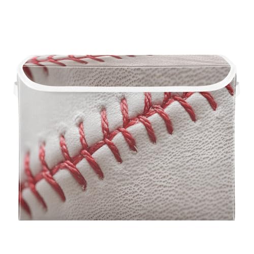 Quteprint Faltbarer Aufbewahrungskorb mit Deckel – Sport-Baseball-Spitzennähte, große faltbare Aufbewahrungsbox für Zuhause, Büro und Bücher, Kleidung, Spielzeug, 41,9 x 32 x 30 cm Quteprint Faltbarer Aufbewahrungskorb mit Deckel – Sport-Baseball-Spitzennähte, große faltbare Aufbewahrungsbox für Zuhause, Büro und Bücher, Kleidung, Spielzeug, 41,9 x 32 x 30 cm von Quteprint