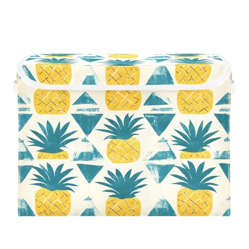 Quteprint Faltbarer Aufbewahrungskorb mit Deckel – abstrakte Ananas-Azteken-große faltbare Aufbewahrungsbox für Zuhause, Büro und Bücher, Kleidung, Spielzeug, 41,9 x 32 x 30 cm Quteprint Faltbarer Aufbewahrungskorb mit Deckel – abstrakte Ananas-Azteken-große faltbare Aufbewahrungsbox für Zuhause, Büro und Bücher, Kleidung, Spielzeug, 41,9 x 32 x 30 cm von Quteprint