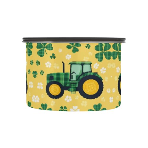 Quteprint Kaffee-Aufbewahrungsbehälter aus Edelstahl mit luftdichtem Deckel, St. Patricks Plaid Traktor Clovers 850 ml Lebensmittelbehälter Küchenbehälter für Tee, Kaffeebohnen, gemahlen von Quteprint