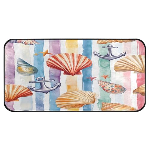 Quteprint Rutschfeste, super saugfähige Boden-Fußmatte, Aquarell-Anker, Muscheln, Seestern-Läufer, Teppich für Eingangsbereich, Flur, Küche, Innen- und Außenbereich, leicht zu reinigen, Heimdekoration Quteprint Rutschfeste, super saugfähige Boden-Fußmatte, Aquarell-Anker, Muscheln, Seestern-Läufer, Teppich für Eingangsbereich, Flur, Küche, Innen- und Außenbereich, leicht zu reinigen, Heimdekoration von Quteprint