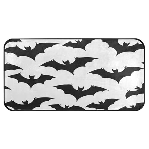 Quteprint Rutschfeste, super saugfähige Boden-Fußmatte, Halloween-Fledermaus-Muster, Läufer für Eingangsbereich, Flur, Küche, Innen- und Außenbereich, leicht zu reinigen, Heimdekoration, 99 x 50 cm Quteprint Rutschfeste, super saugfähige Boden-Fußmatte, Halloween-Fledermaus-Muster, Läufer für Eingangsbereich, Flur, Küche, Innen- und Außenbereich, leicht zu reinigen, Heimdekoration, 99 x 50 cm von Quteprint