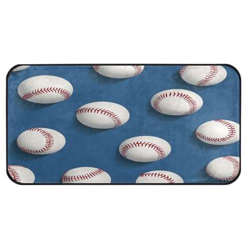 Quteprint Rutschfeste, super saugfähige Boden-Fußmatte, Sport-Baseball-Muster, Läufer für Eingangsbereich, Flur, Küche, Innen- und Außenbereich, leicht zu reinigen, Heimdekoration, 99 x 50 cm Quteprint Rutschfeste, super saugfähige Boden-Fußmatte, Sport-Baseball-Muster, Läufer für Eingangsbereich, Flur, Küche, Innen- und Außenbereich, leicht zu reinigen, Heimdekoration, 99 x 50 cm von Quteprint