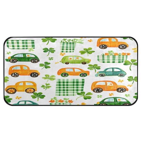 Quteprint Rutschfeste, super saugfähige Boden-Fußmatte, St. Patricks, Kleeblatt-Streifen, Teppichläufer für Eingangsbereich, Flur, Küche, Innen- und Außenbereich, leicht zu reinigen, Heimdekoration von Quteprint