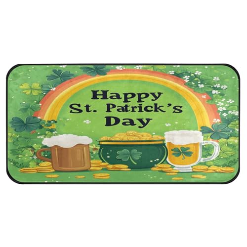 Quteprint Rutschfeste, super saugfähige Boden-Fußmatte, St. Patricks Day Kleeblätter, Läufer für Eingangsbereich, Flur, Küche, Innen- und Außenbereich, leicht zu reinigen, Heimdekoration, 99 x 50 cm von Quteprint