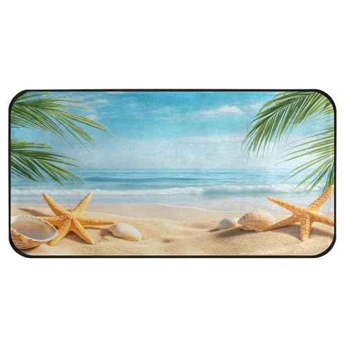 Quteprint Rutschfeste, super saugfähige Boden-Fußmatte, Strand, Seestern, Muscheln, Palmblätter, Läufer für Eingangsbereich, Flur, Küche, Innen- und Außenbereich, leicht zu reinigen, Heimdekoration Quteprint Rutschfeste, super saugfähige Boden-Fußmatte, Strand, Seestern, Muscheln, Palmblätter, Läufer für Eingangsbereich, Flur, Küche, Innen- und Außenbereich, leicht zu reinigen, Heimdekoration von Quteprint