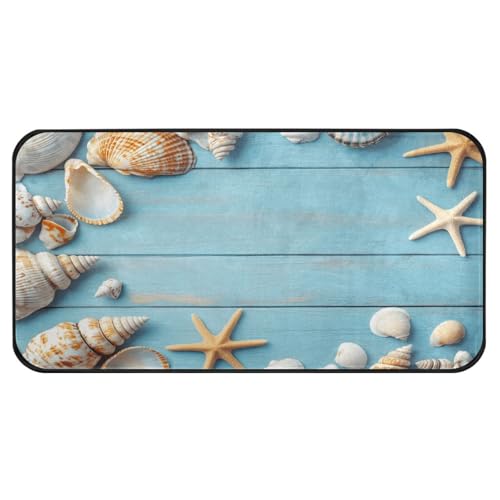 Quteprint Rutschfeste, super saugfähige Boden-Fußmatte, Strand-Muscheln, Seestern-Läufer, Teppich für Eingangsbereich, Flur, Küche, Innen- und Außenbereich, leicht zu reinigen, Heimdekoration, 99 x 50 Quteprint Rutschfeste, super saugfähige Boden-Fußmatte, Strand-Muscheln, Seestern-Läufer, Teppich für Eingangsbereich, Flur, Küche, Innen- und Außenbereich, leicht zu reinigen, Heimdekoration, 99 x 50 von Quteprint