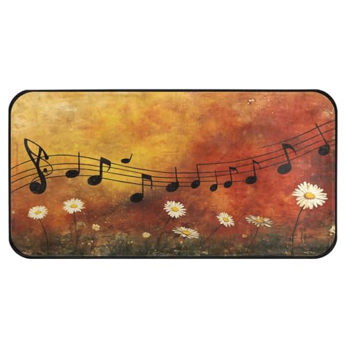 Quteprint Rutschfeste, super saugfähige Boden-Fußmatte, Vintage-Gänseblümchen, Musiknoten, Läufer für Eingangsbereich, Flur, Küche, Innen- und Außenbereich, leicht zu reinigen, Heimdekoration, 99 x 50 Quteprint Rutschfeste, super saugfähige Boden-Fußmatte, Vintage-Gänseblümchen, Musiknoten, Läufer für Eingangsbereich, Flur, Küche, Innen- und Außenbereich, leicht zu reinigen, Heimdekoration, 99 x 50 von Quteprint