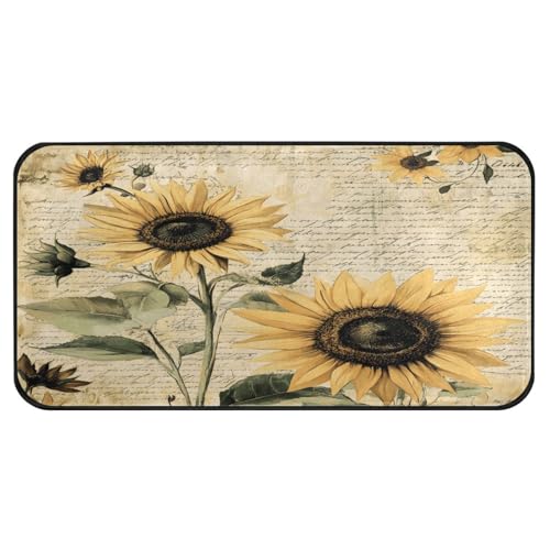 Quteprint Rutschfeste, super saugfähige Boden-Fußmatte, Vintage-Sommer-Sonnenblumen, Läufer, Teppich für Eingangsbereich, Flur, Küche, Innen- und Außenbereich, leicht zu reinigen, Heimdekoration, 99 x Quteprint Rutschfeste, super saugfähige Boden-Fußmatte, Vintage-Sommer-Sonnenblumen, Läufer, Teppich für Eingangsbereich, Flur, Küche, Innen- und Außenbereich, leicht zu reinigen, Heimdekoration, 99 x von Quteprint