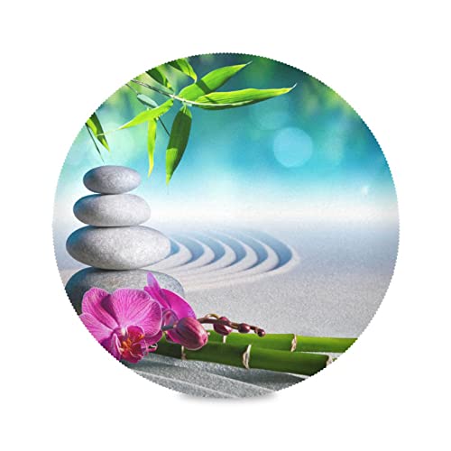 Runde Japanische Zen Blumen Tischsets Abwaschbar Rutschfest Hitzebeständig Tischsets Waschbar und Waschbar Platzsets für Küche Home Party Esstisch Dekoration Runde Japanische Zen Blumen Tischsets Abwaschbar Rutschfest Hitzebeständig Tischsets Waschbar und Waschbar Platzsets für Küche Home Party Esstisch Dekoration von Quteprint