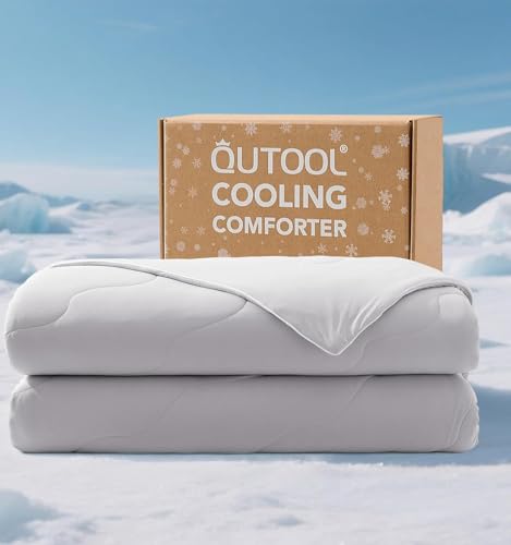 Qutool Sommerkühldecke Doppelseitig - Leichte Selbstkühlende kühlende Decke mit Arc-Chill, Atmungsaktive Sommerdecke für Heiße Schläfer, 228x228cm Grau von Qutool