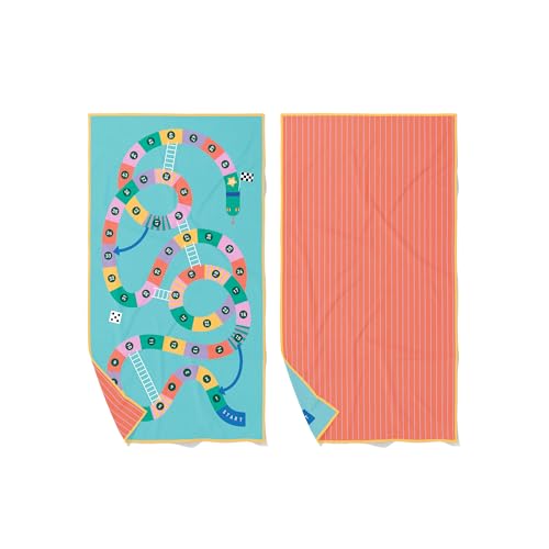 Quut – Strand-/Poolhandtuch für Kinder mit Spiel – Ultraschnell trocknende Mikrofaser, sandfrei – kompakt, leicht (Schlangen und Leitern, L - 180 x 100 cm) von Quut