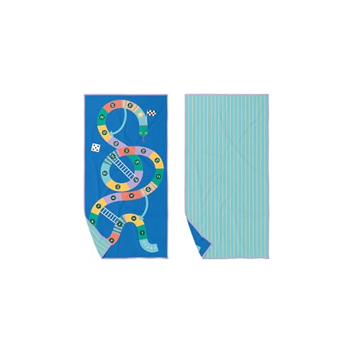 Quut – Strand-/Poolhandtuch für Kinder mit Spiel – Ultraschnell trocknende Mikrofaser, sandfrei – kompakt, leicht (Schlangen und Leitern, M - 140 x 70 cm) von Quut