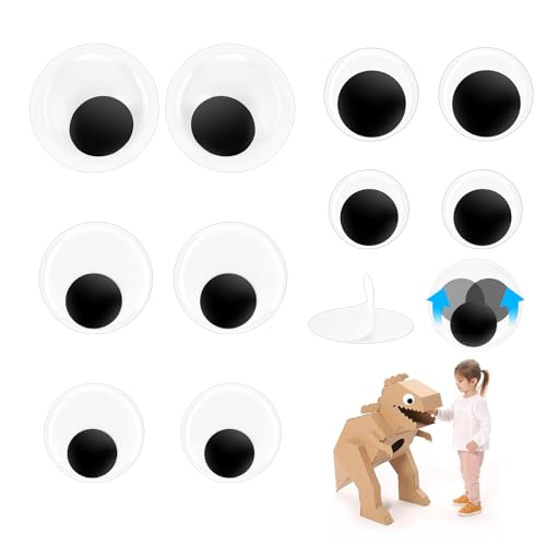 Quuylin 10 Stück Groß Wackelaugen Selbstklebend, Kulleraugen Selbstklebend, 40/50/70/80/100 mm, Selbstklebende Wackelaugen Groß, Wiggle Googly Eyes Bastelaugen, für Scrapbooking Kunsthandwerk Zubehör von Quuylin