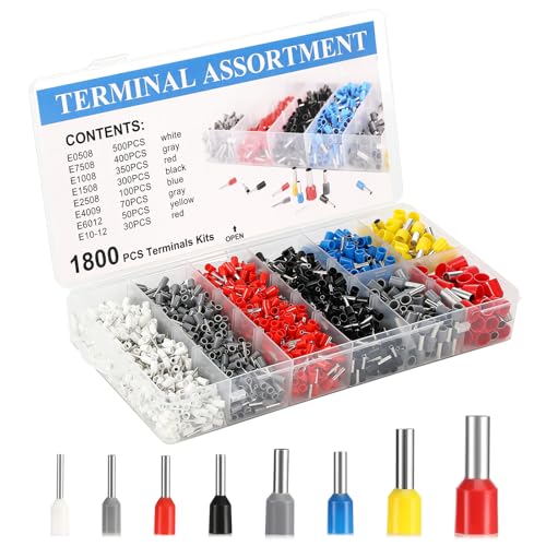 Quuylin Aderendhülsen Set 1800 Stück, Aderendhülsen 0,5 mm² - 10 mm², Kabelendhülsen Set, Isolierte Aderendhülsen für Drahtverbindung, Isolierte Aderendhülsen Sortiment, mit Praktische Sortimentsbox von Quuylin