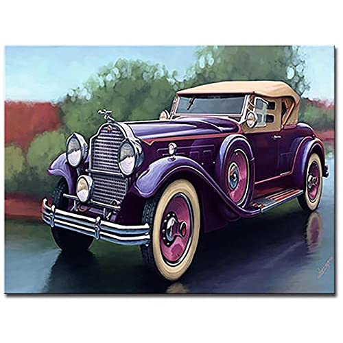 5D DIY Diamond Painting Set Oldtimer Altes Auto 30x40cm Diamant Painting Nach Zahlen Kits Diamant Painting Bilder Diamant Malerei Crystal Strass Mosaikherstellung für Erwachsene Anfänger Wand-Dekor von Quuzee