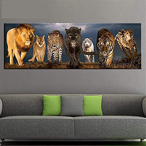 5D Diamant Painting Bilder Full Groß Square Drill Löwe Leopard Tiger 80x220cm Diamant Malerei DIY Diamond Painting Set Large Size Strass Stickerei Kreuzstich Handwerk für Haus Wanddekoration (32x88in) von Quuzee