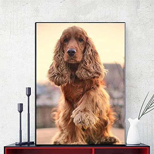 5D Diamant Painting Bilder Kit Kind Britischer Cockerspanielhund Kristall Strass DIY Diamant Malerei Erwachsene Stickerei Kreuzstich Leinwand Wanddekor Mosaik Gemälde Kunsthandwerk Tiere 40x55cm von Quuzee