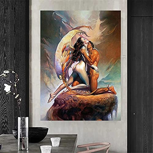 5D Groß Diamant Painting Bilder Round drill Engel Sexy Paar Küssen 60x120cm Erwachsene DIY 5D Diamant Malerei Nach Zahlen Set Vollbohrer Strass Stickerei Kreuzstich Kunsthandwerk Wohnzimmer Wand Deko von Quuzee