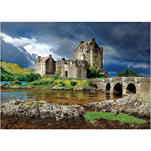 DIY 5D Diamant Malerei Vollbohrer Kit, square drill Schloss Schottland 20x30cm Diamond Painting Bilder Set Diamant Malen nach Zahlen Kreuzstich Stickerei Strass Mosaik Gemälde für Home Wand Dekor von Quuzee