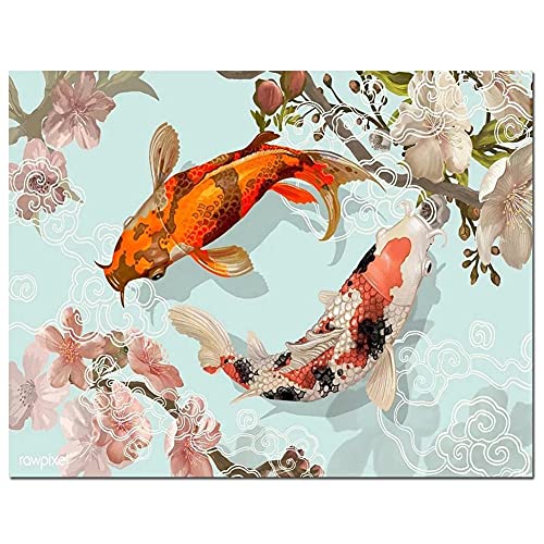 Diamant Malerei Set DIY 5D Diamant Gemälde Kinder Mahlen nach Zahlen Kit Square drill Koifisch Diamant Painting Bilde Full Drill Kristall Strassr Kunst Handwerk für Home Wand Dekor （80x120cm/32x48in） von Quuzee
