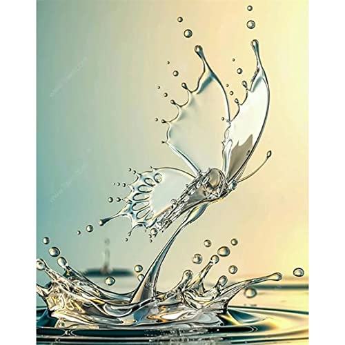 Quuzee DIY 5D Diamant Malerei Vollbohrer Kit, Wassertropfen Schmetterling 20x30cm Diamond Painting Bilder Set Diamant Malen nach Zahlen Kreuzstich Stickerei Strass Mosaik Gemälde für Home Wand Dekor von Quuzee