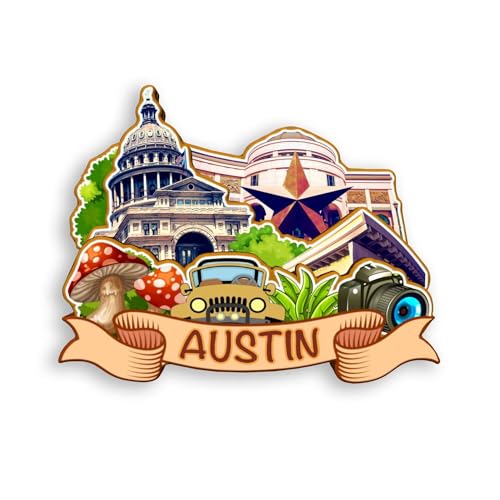 Quwsne Kühlschrankmagnet, Austin, Texas, USA, Kühlschrankmagnet, Stadt, Reise, Souvenirs, Touristengeschenke, 3D-Lichtzeichen, handgefertigt, Handwerk, Heimdekoration, 387, QS-WC-387, QS-WC-387 von Quwsne