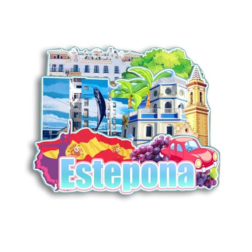 Quwsne Kühlschrankmagnet, Estepona, Spanien, Kühlschrankmagnet, Stadt, Reise, Souvenirs, Touristengeschenke, 3D, klassische Sehenswürdigkeiten, handgefertigt, Handwerk, Heimdekoration – 1057 von Quwsne