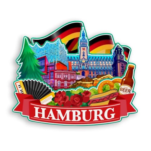 Quwsne Kühlschrankmagnet, Hamburg, Deutschland, Kühlschrankmagnet, Stadt, Reise, Souvenirs, Touristengeschenke, 3D, klassische Sehenswürdigkeiten, handgefertigt, Handwerk, Heimdekoration -1174 von Quwsne