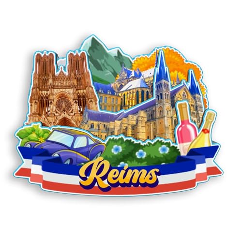 Quwsne Kühlschrankmagnet, Reims Frankreich, Kühlschrankmagnet, Stadt, Reise, Souvenirs, Touristengeschenke, 3D, klassische Sehenswürdigkeiten, handgefertigt, Handwerk, Heimdekoration -1351, QS-WC-1351 von Quwsne